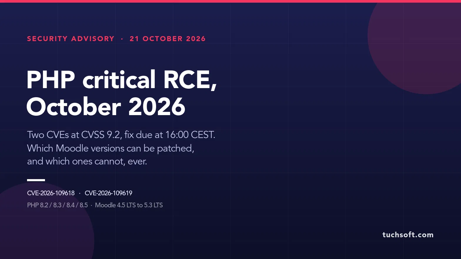 PHP critical vulnerability, October 2026